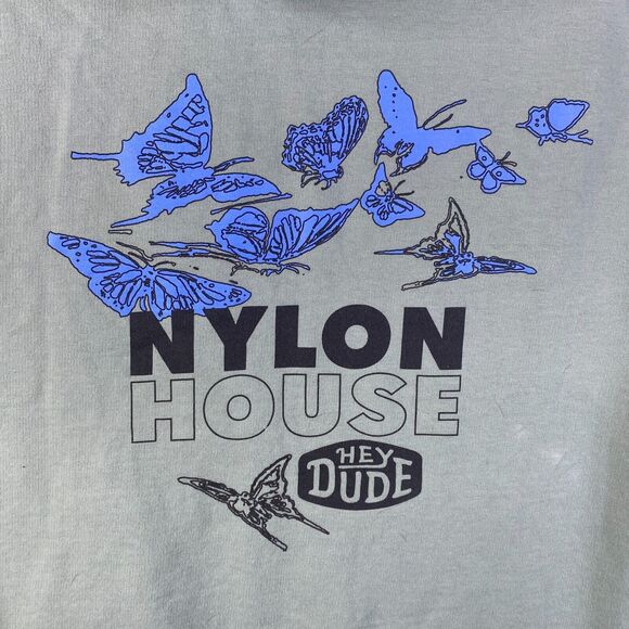 Hey Dude x Nylon House Collab Print Teal Pullover Hoodie Size Small Unisex - Picture 5 of 11